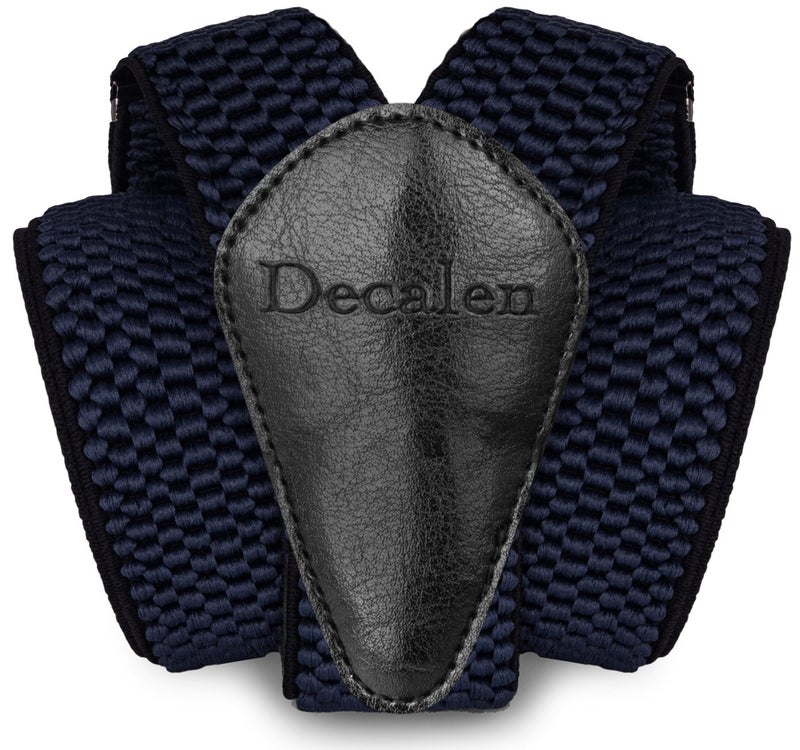 Decalen Mens Suspenders with Very Strong Clips Heavy Duty Braces One Size Fits All Big and Tall Wide Adjustable and Elastic Y Shape (Navy Blue) - Image 1